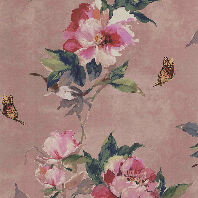 Обои 1838 Wallcoverings Camellia Madama Butterfly Coral 1703-108-03